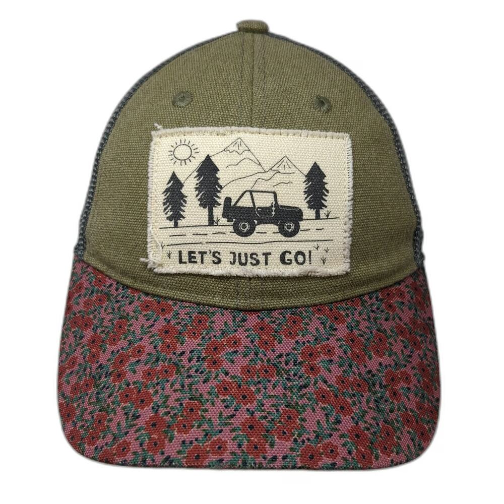 Natural Life Trucker Hat Green Pink One Size Floral Jeep Patch Mesh Snapback hat
